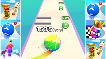Sandwich Runner, Blob Runner 3D, Level Up Balls, Ball Merge 2048 All Level Gameplay Android,iOS