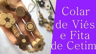 DIY: Cordão/ Colar com Viés e Fita de Cetim | GATutoriais