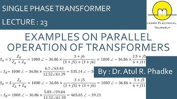 Examples on Parallel Operation of Single-phase Transformers (23)