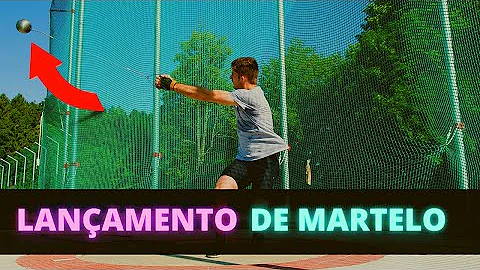 Como é o martelo usado no lançamento do martelo?