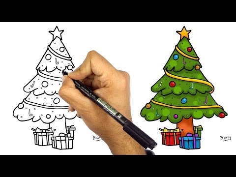 تعليم الرسم تعلم رسم شجرة الكريسماس خطوة بخطوة للمبتدئين 
