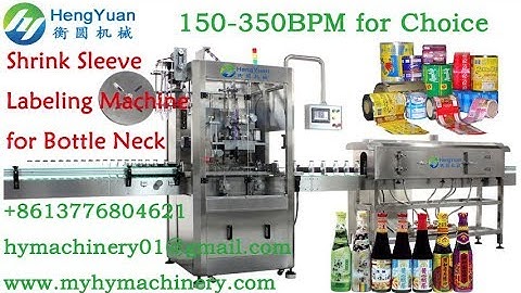 Automatic glass bottle neck shrink sleeve labeling machine video