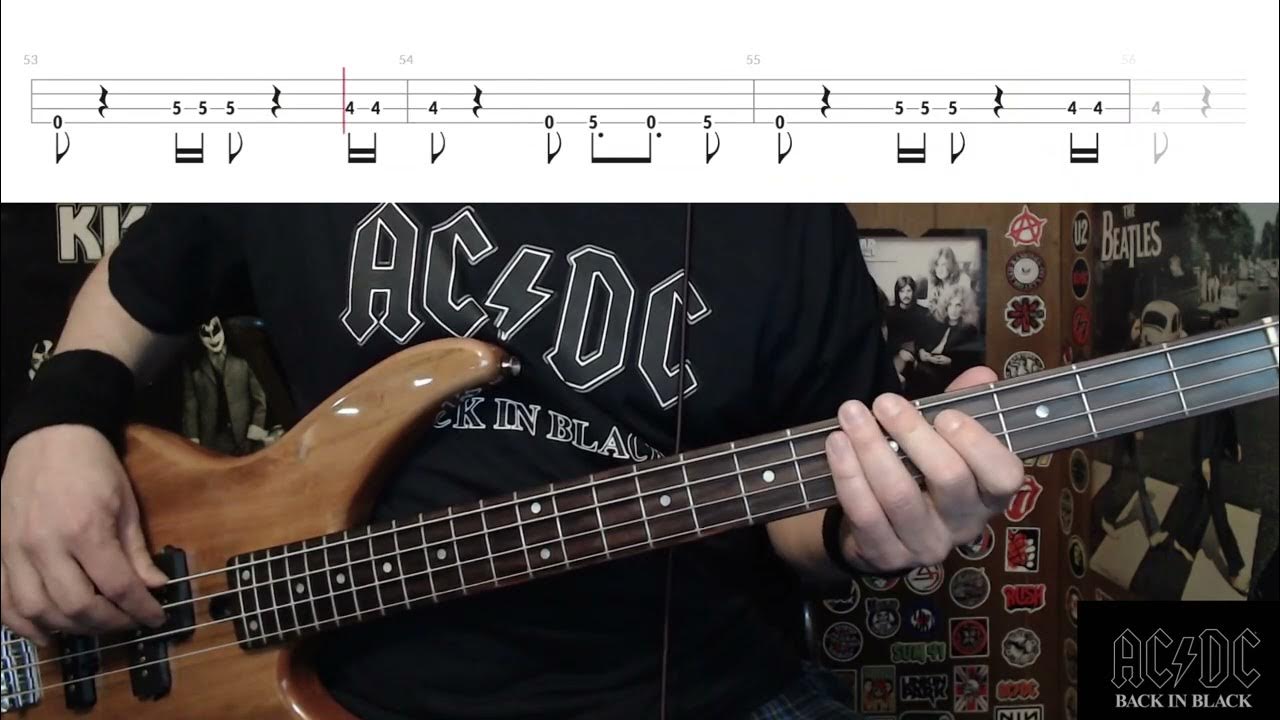 Back in black by ac dc bass cover with tabs play along youtube