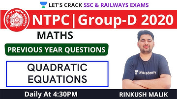 Quadratic Equations | All PYQs with short tricks | Maths | Target NTPC/Group-D 2020