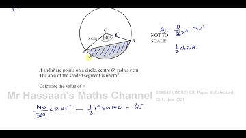 0580/42/O/N/21 (IGCSE) Paper 42 CAIE  Q7b Mensuration, Area , Basic Shapes, Circles, Segments