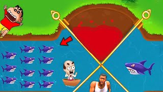 SHINCHAN and CHOP Saving Daddy in SAVE THE DADDY Gameplay in hindi Rescue from shark | AMAAN-T