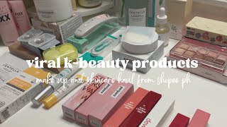 viral k-beauty products 2023 | *huge* make up and skincare haul | shopee 🇵🇭 haul