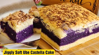Jiggly Soft Ube Castella Cake Ube Castella Cake With Cheese Bake N Roll