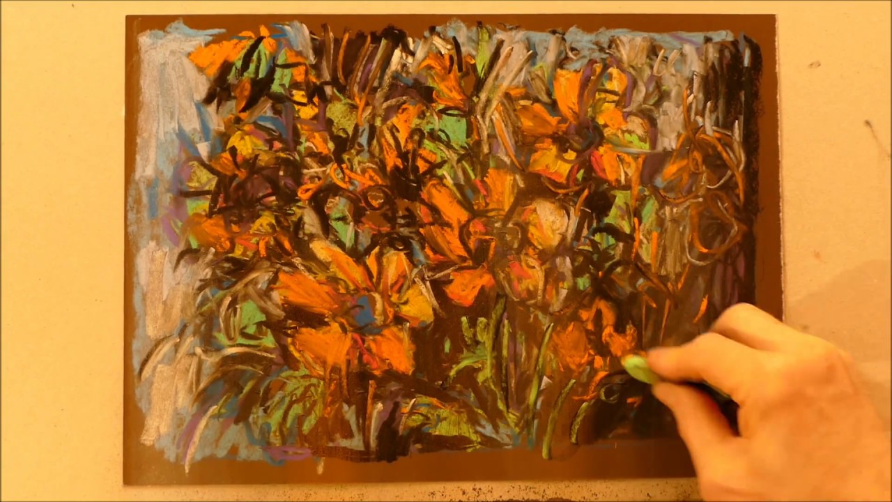 SPEED DRAWING by Adam Razik - FLOWERS - dry pastels on paper [vlog #674 ...