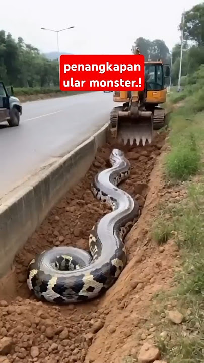 ular raksasa melawan excavator beko keruk saat di pindahkan #shorts