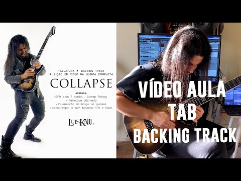 LEARN 7 STRING RIFFS AND SOLOS, ALTERNATE AND SWEEP PICKING: COLLAPSE - LESSON+TAB+BACKING TRACK