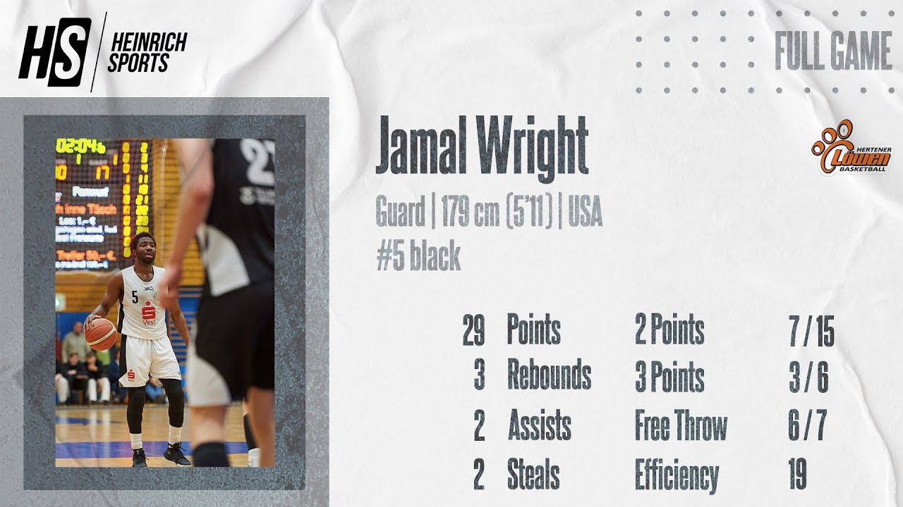 Jamal Wright #5 black (Hertener Löwen vs Deutzer TV | 2023-2024)