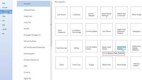 CCH Accounts Production: How to publish the master pack