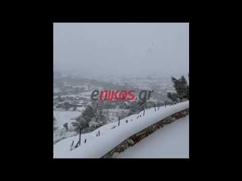 enikos.gr - Το χιονισμένο Μανδράκι Ευβοίας