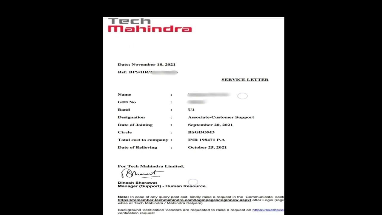 Tech Mahindra Relieving Letter Flipkart Process Employee Relieving