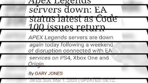 Apex Legends servers down: EA status latest as Code 100 issues return