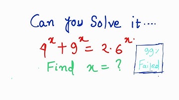 Only 1% Can Solve This! 🔥 Solve: 4ˣ + 9ˣ = 2×6^x | Mind-Blowing Math Trick"