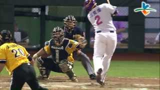 20130910 CPBL 象VS犀牛 8下 真田丟人啊~ 方克偉被觸身球擊中沒有揮棒機會