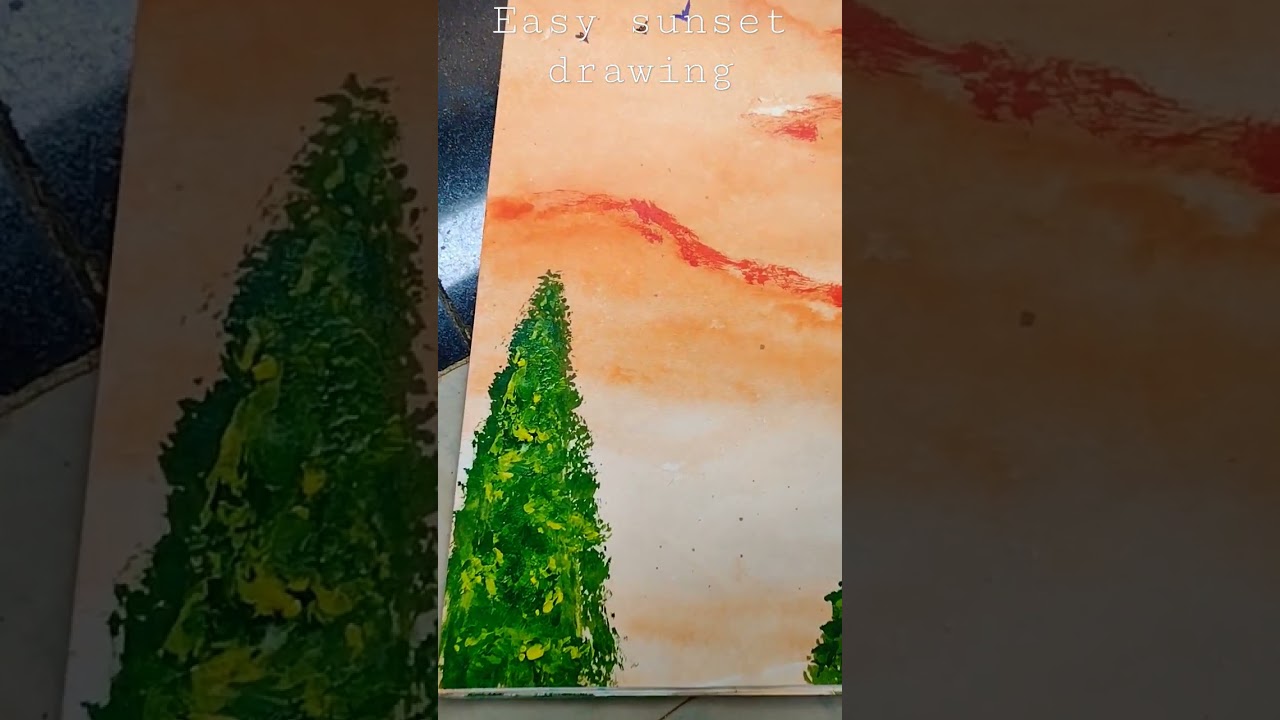 Easy sunset drawing🙃🙂