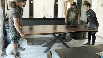 Stunning Black Walnut Live Edge River Table | Dual-Tone Epoxy Woodworking Project