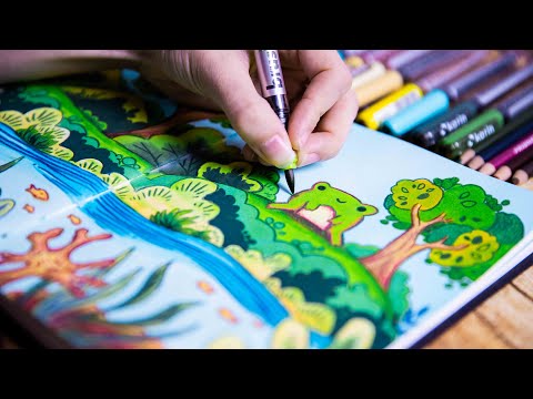 Cozy Frog Sketchbook Page Tutorial