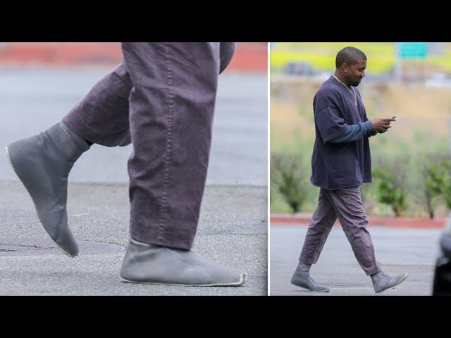 Kanye West Shows Off His New Yeezy Shoe Sock Prototype In Calabasas  EXCLUSIVE 