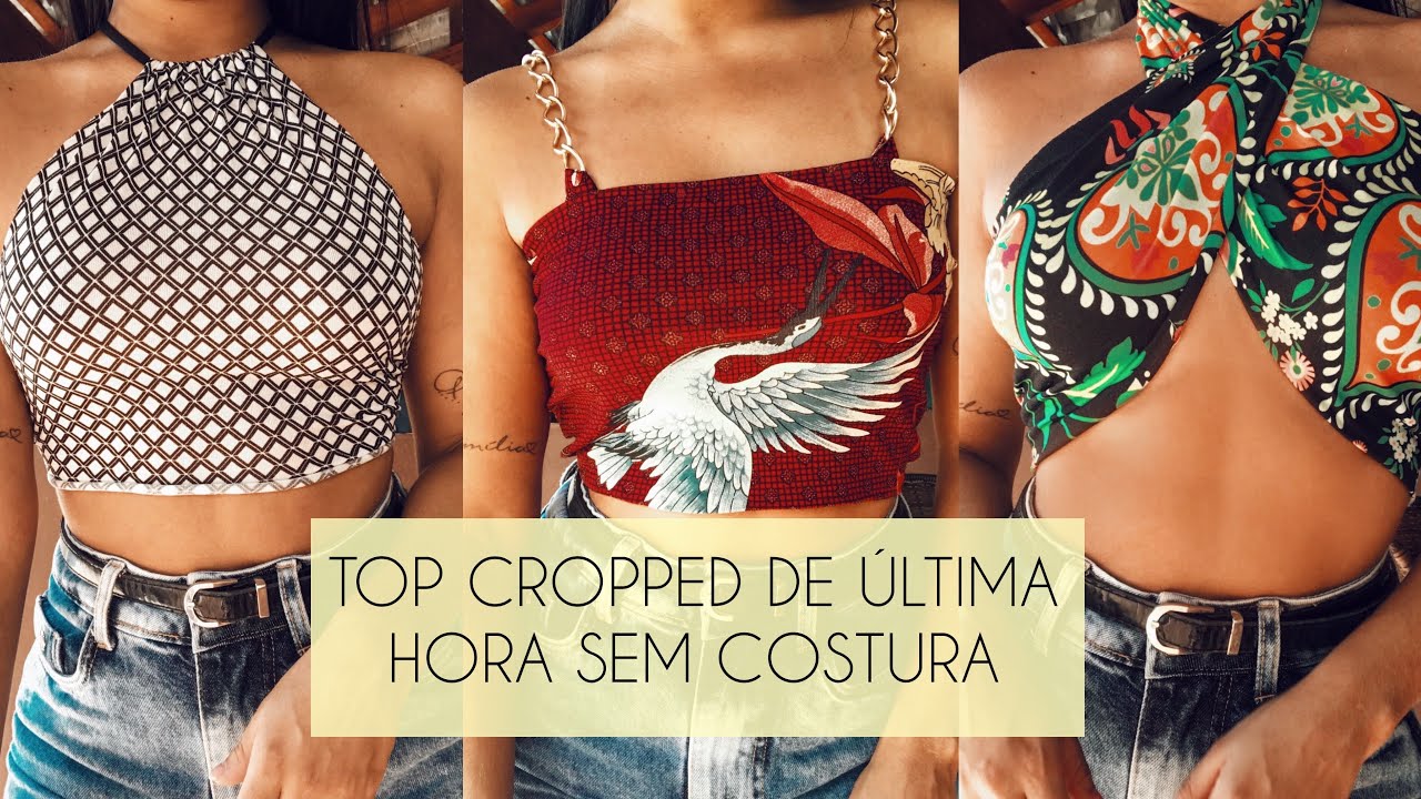 COMO FAZER TOP CROPPED SEM COSTURA - FAÇA SUAS PRÓPRIAS ROUPAS - DIY