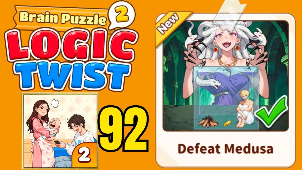 Brain puzzle 2 logic twist level 92 solution walkthrough ( defeat