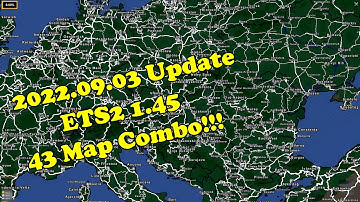 【Content void】43Maps -  ETS2 1.45 Big Map Combo (1) Overview | ProMods, EAA, RoExtended, RtA