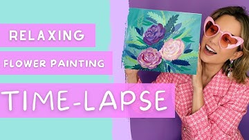 2 Minute Flower Painting Time-lapse | So relaxing to watch!