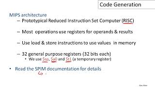 12-01: Introduction to Code Generation | Based on The Dragon Book