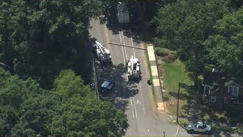 Sky 5: Downed power lines on Dixie Trail in Raleigh