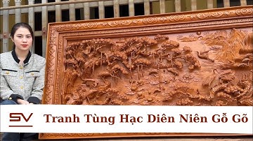 Tranh Tùng Hạc Diên Niên Gỗ Gõ