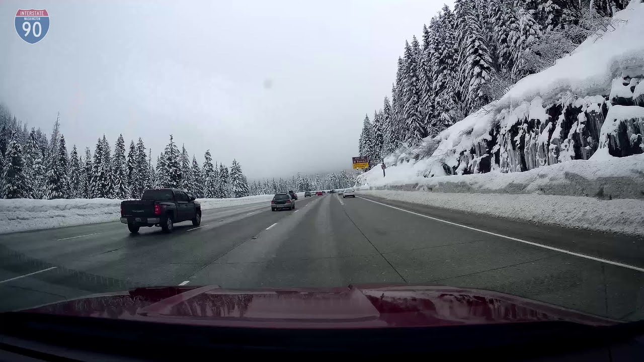 Driving from North Bend to Yakima, WA and back via snowy Snoqualmie