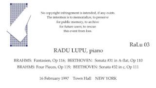 RADU LUPU Recital 16 February 1997 Town Hall NEW YORK
