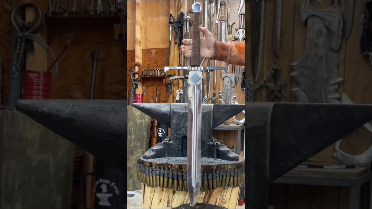 Forging a Medieval Longsword 40 hours of work in 58 seconds #blacksmith #forging #sword  #shorts
