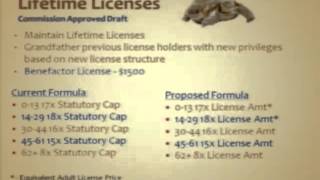 This webcast from june 25, 2013, is a presentation of the draft
hunting and fishing license structure license/tag fees approved by
arizona game f...