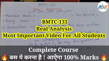 BMTC 133 Real Analysis | Most Important Video For All BA & Bsc Students | Must Watch