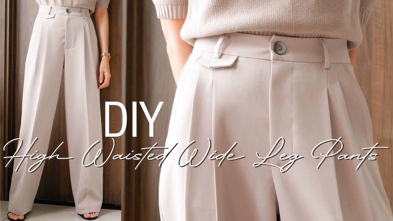 🌹DIY Wide Leg Pants  How To Make High Waisted Wide Leg Pants