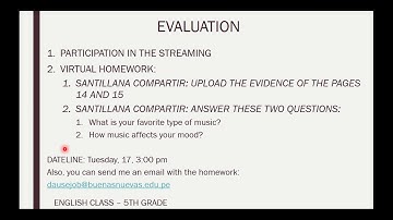 Assignments for English Lesson   5th Grade   Monday 16th