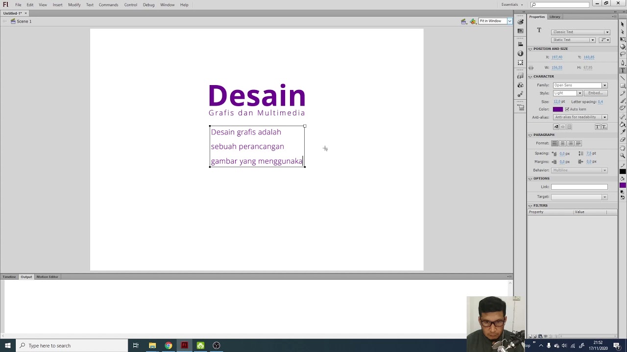 STATIC TEXT DALAM ADOBE FLASH CS 6 YouTube