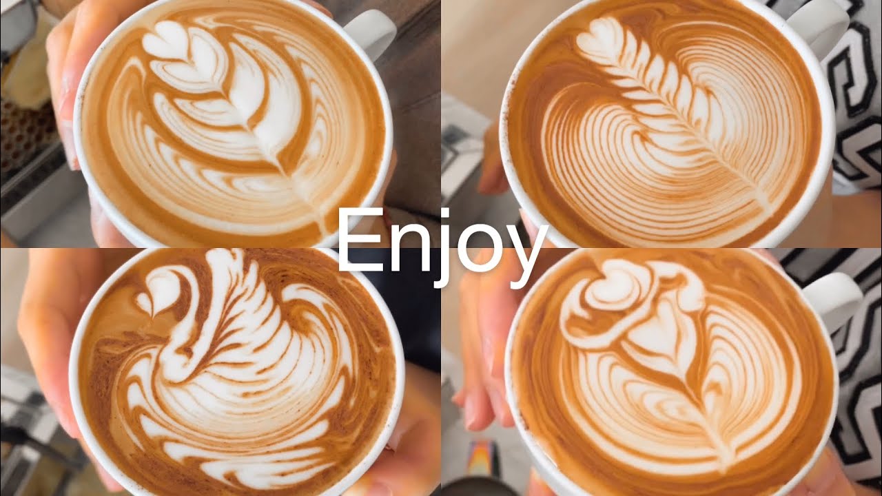 ⁣BARISTAJOY ☕️ Latte Art Tulip, Rosetta, Swan, Rose Challenge by Barista Joy