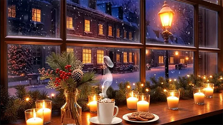 Warm Christmas Cafe Ambience 2025 | Smooth Jazz and Fire Crackling for Relaxing, Studying, and Sleep