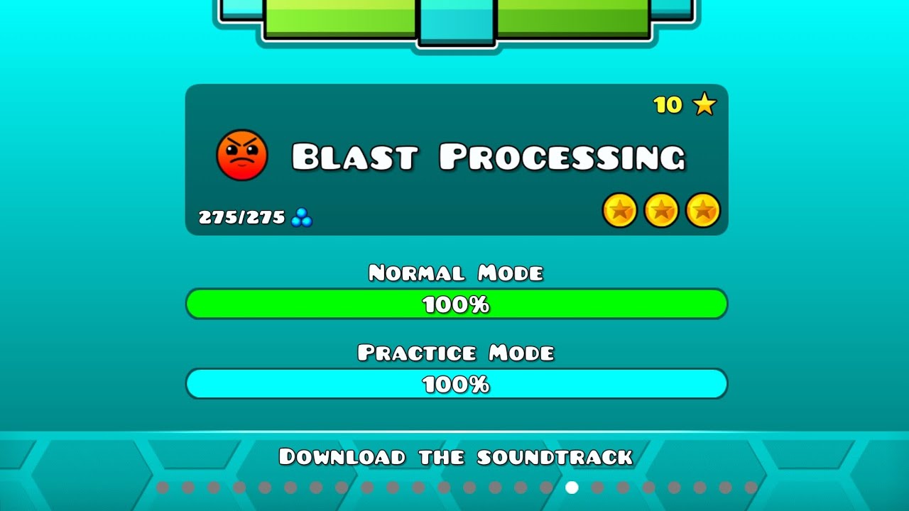GEOMETRY DASH BLAST PROCESSING (all coins) - YouTube