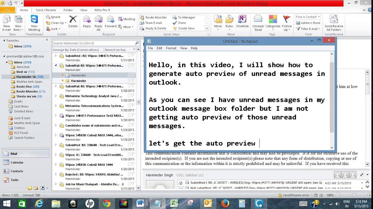 Auto Preview Unread Messages In Outlook YouTube