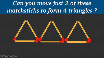 Can you move just 2 of these matchsticks to form 4 triangles ? || Matchstick Puzzles