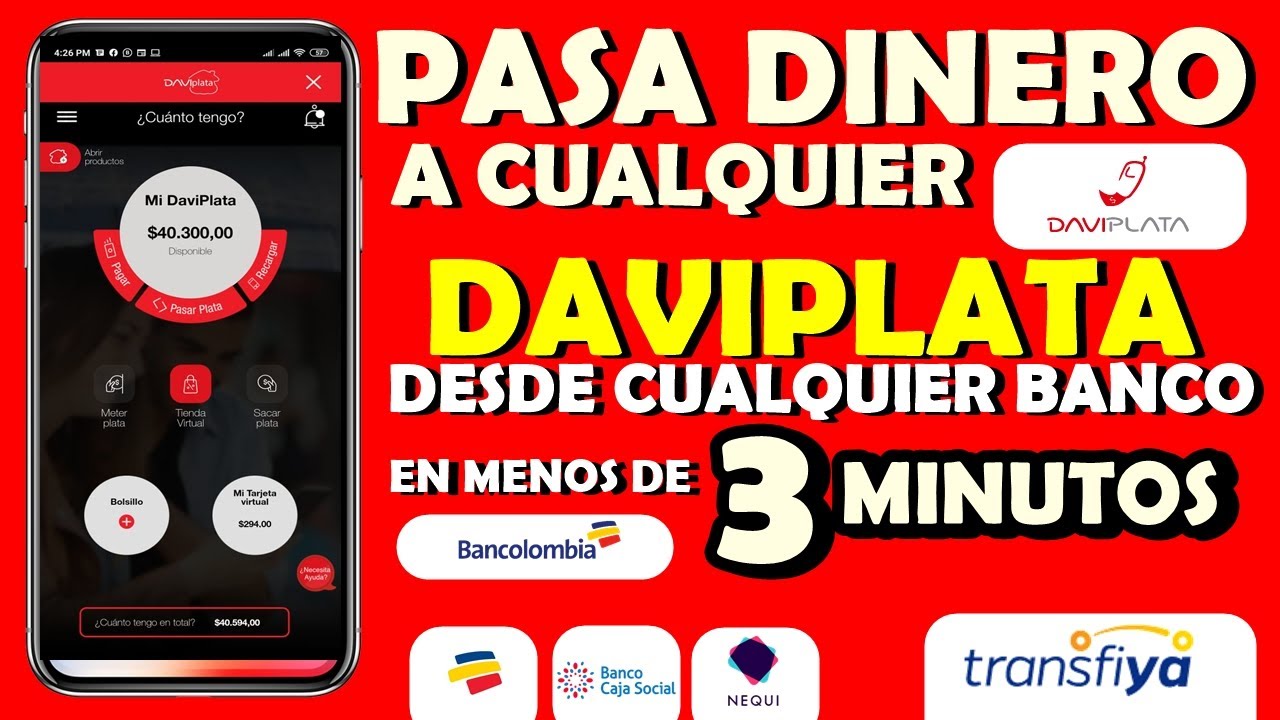  COMO Pasar PLATA A DAVIPLATA Desde Otro Banco O Tarjeta Sin 