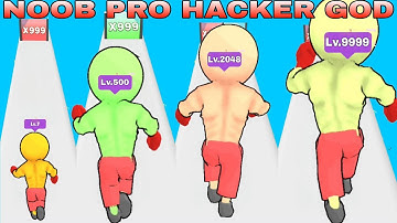 NOOB VS PRO VS HACKER VS GOD  in Boxer Run Race -Merge Games