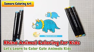 Let's Learn Coloring For Kids | Cute Rhino Animal Coloring For Kids