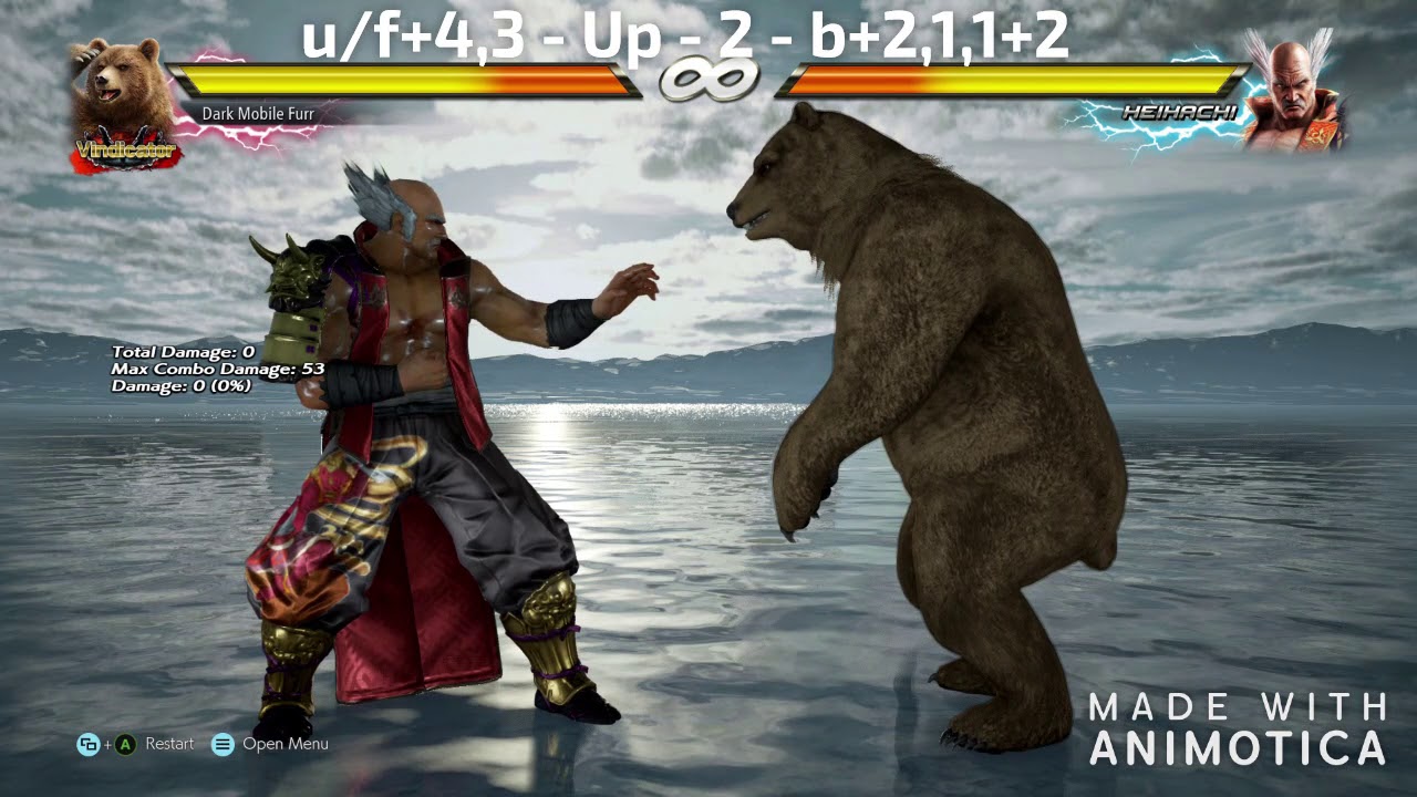 Tekken 7 - Kuma/Panda Bear Combo: u/f+4,3 Screw (Not Optimal)